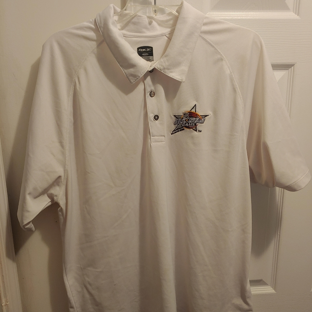 Atlanta 2008 NHL All-Star Game stitched Logo White Reebok S. Sleeve Polo Shirt